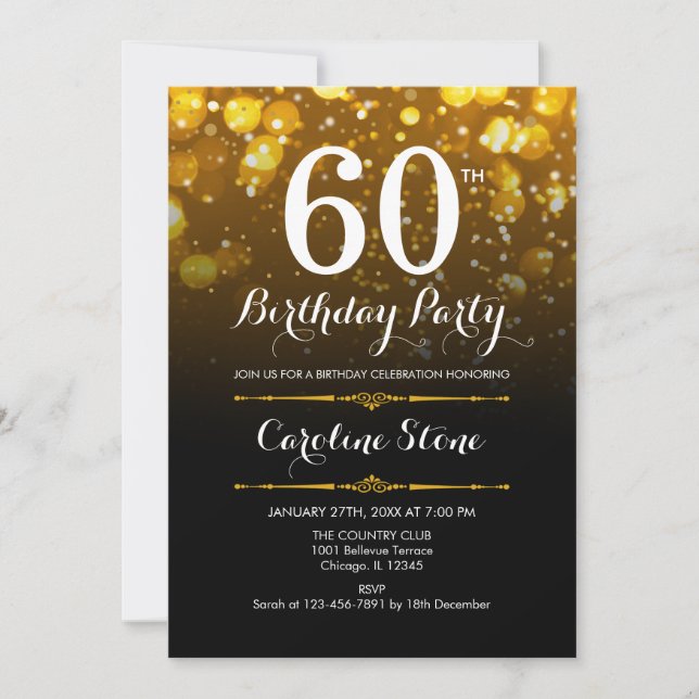 Invitation 60e anniversaire - Black White Gold (Devant)