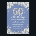 Invitation 60e anniversaire bleu et diamant argenté<br><div class="desc">Invitation pour les 60 ans. Diamant de rhinestone bleu et argent. Invitation élégante pour une fête d'anniversaire. Anniversaire adulte. Anniversaire femme. Anniversaire homme. Pour une personnalisation plus poussée,  veuillez cliquer sur le bouton "Personnaliser" et utiliser notre outil de conception pour modifier ce modèle.</div>