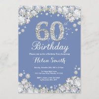 60e anniversaire bleu et diamant argenté
