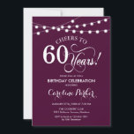 Invitation 60e anniversaire - Bourgogne Blanc<br><div class="desc">60e anniversaire Invitation Elégante marron bordeaux design blanc avec lumières à cordes et police de script. Salutations à 60 ans ! Peut être personnalisé à tout âge! Message-moi si vous avez besoin d'une personnalisation plus poussée.</div>