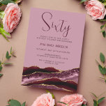 Invitation 60e Anniversaire Bourgogne Red Gold Agate<br><div class="desc">Cette invitation présente un magnifique design de bordure en tranches géantes en couleur rouge bordeaux, accentué de parties scintillant en faux or contre un bel arrière - plan rose rose ancien. Vous pouvez changer la couleur arrière - plan à n'importe quelle teinte ou teinte que vous désirez, en vous assurant...</div>
