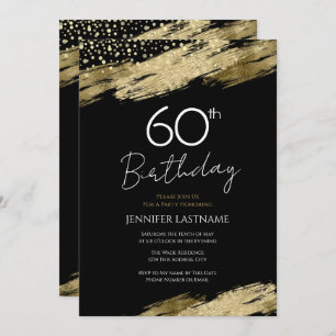Invitation 60e Anniversaire Budget de la fête d'or Black Invi