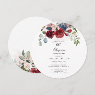Invitation 60e anniversaire Burgundy Watercolor Eucalyptus Pa