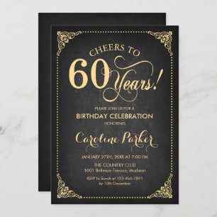 Invitation 60e anniversaire - Chalkboard Gold