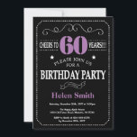 Invitation 60e anniversaire Chalkboard violet et noir<br><div class="desc">Invitation 60e anniversaire Typographie violette et noire. Tableau de bord. Arrière - plan noir et blanc. Anniversaire adulte. Hommes ou Femmes Anniversaire. Enfants Garçon ou fille Ado Anniversaire adolescent Invitation . 13ème 15ème 16ème 18ème 20ème 21ème 30ème 40ème 50ème 60ème 70ème 80ème 90ème 100ème. N'Importe Quel Âge. Pour plus de...</div>
