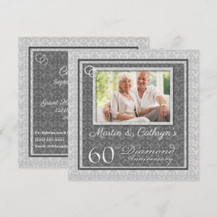 Invitation 60e anniversaire de diamant avec fête photo