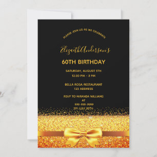 Invitation 60e anniversaire de fête or noir éclat