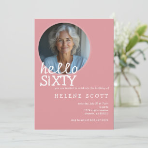 Invitation 60e anniversaire de fête Photo Soixante rose moder