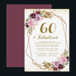 Invitation 60e anniversaire de floraison violette<br><div class="desc">Un joli design à thème fleuri avec une belle fleur d'aquarelle d'automne violet. Le texte et les couleurs peuvent être personnalisés.</div>