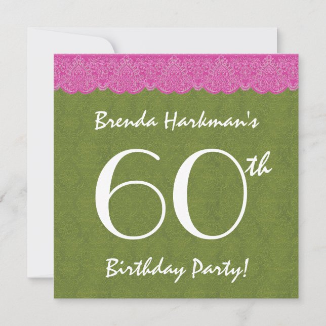 Invitation 60e anniversaire de la Dentelle rose et Damas (Devant)