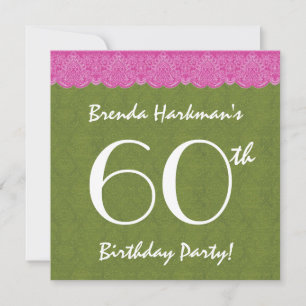 Invitation 60e anniversaire de la Dentelle rose et Damas