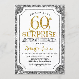 Invitation 60e anniversaire de la surprise - Gold d'argent