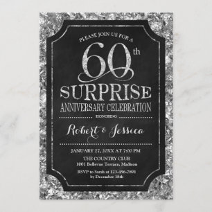 Invitation 60e anniversaire de la surprise - Noir d'argent