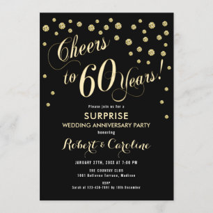 Invitation 60e anniversaire de la surprise - Noir et or