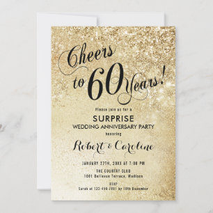 Invitation 60e anniversaire de la surprise - Or