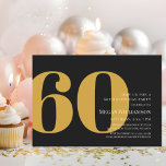 Invitation 60e anniversaire de la version moderne Gold et Bla<br><div class="desc">Modern Fun Gold et Black Script 60th Birthday Invitation Vos invités sauront que ce sera une fête spéciale en regardant cette invitation!</div>