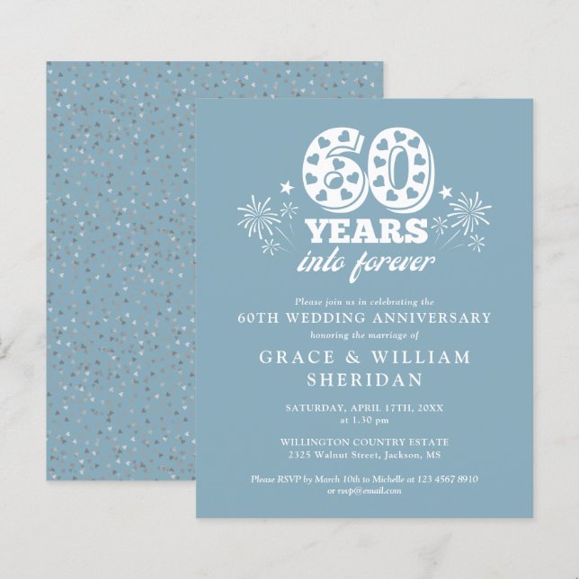 Invitation 60e anniversaire de mariage à petit bud (Devant / Derrière)