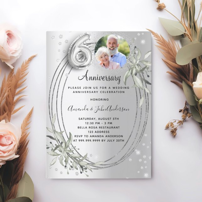Invitation 60e anniversaire de mariage argent photo diamant (Créateur téléchargé)