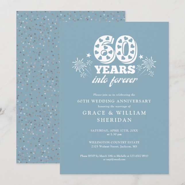 Invitation 60e anniversaire de mariage dans l'éternité (Devant / Derrière)