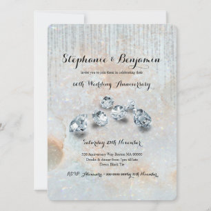 Invitation 60e Anniversaire de Mariage Diamant Céleste Chic