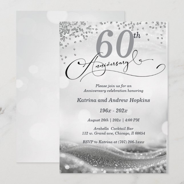Invitation 60e anniversaire de mariage Élégant imprimable (Devant / Derrière)