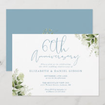 60e Anniversaire de Mariage Feuillage Floral