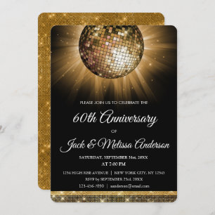 Invitation 60e anniversaire de Mariage Gold Disco Ball