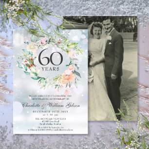 Invitation 60e anniversaire de Mariage Photo Floral d'hiver