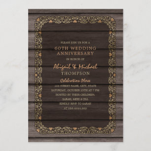 Invitation 60e anniversaire de Mariage Rustic Wood Country Pa