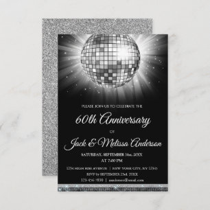 Invitation 60e anniversaire de Mariage soirée boule Disco Sil