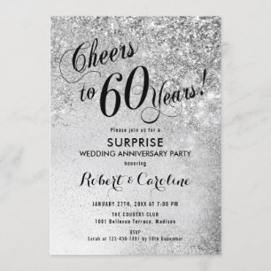 Invitation 60e anniversaire de Mariage surprise - Argent