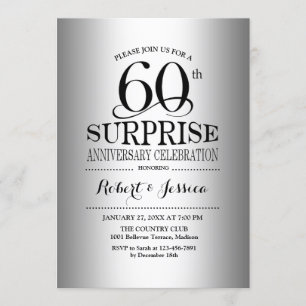 Invitation 60e anniversaire de Mariage surprise - Argent