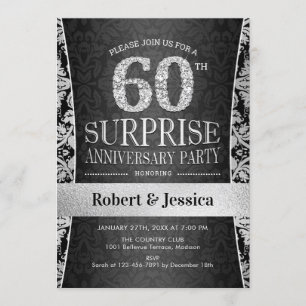 Invitation 60e anniversaire de surprise - Argent