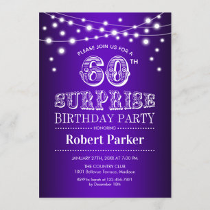 Invitation 60e anniversaire de surprise - blanc pourpre