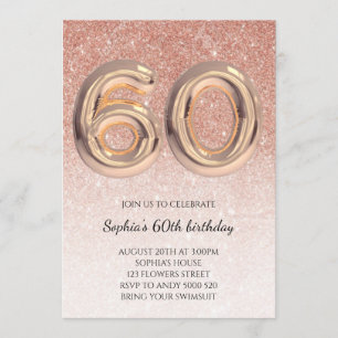 Invitation 60e anniversaire des femmes Rose Parties scintilla
