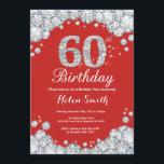 Invitation 60e anniversaire Diamant rouge et argen<br><div class="desc">Invitation du 60e anniversaire. Diamant de strass rouge et argent. Élégant invitation de Bassorh Anniversaire. Anniversaire adulte. Femmes Anniversaire. Hommes Anniversaire. Pour plus de personnalisation,  cliquez sur le bouton "Customiser" et utilisez notre outil de conception pour modifier ce modèle.</div>