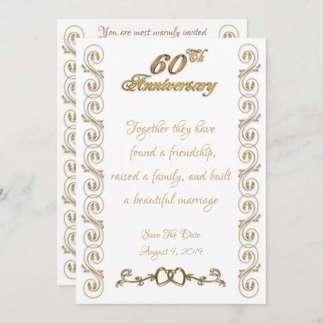 Invitation 60e anniversaire du Mariage (Devant / Derrière)