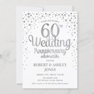 Invitation 60e anniversaire du Mariage - Argent et Blanc