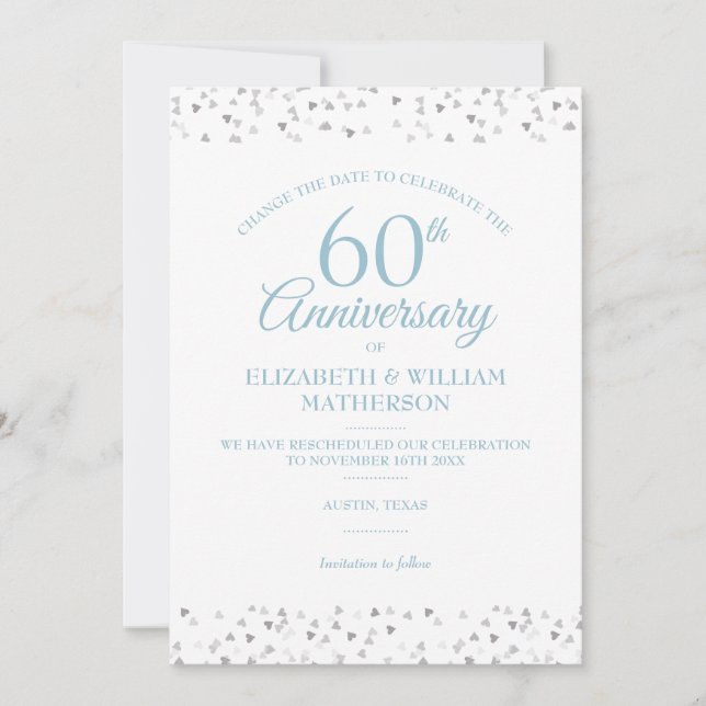 Invitation 60e anniversaire du Mariage Changer la date Confet (Devant)