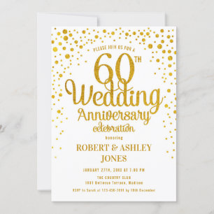 Invitation 60e anniversaire du Mariage - Or & Blanc