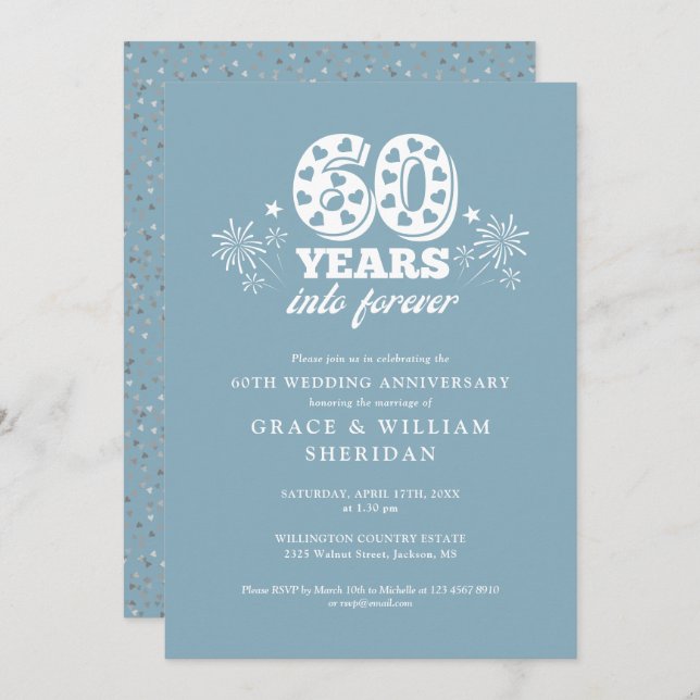 Invitation 60e anniversaire du Mariage pour toujours (Devant / Derrière)
