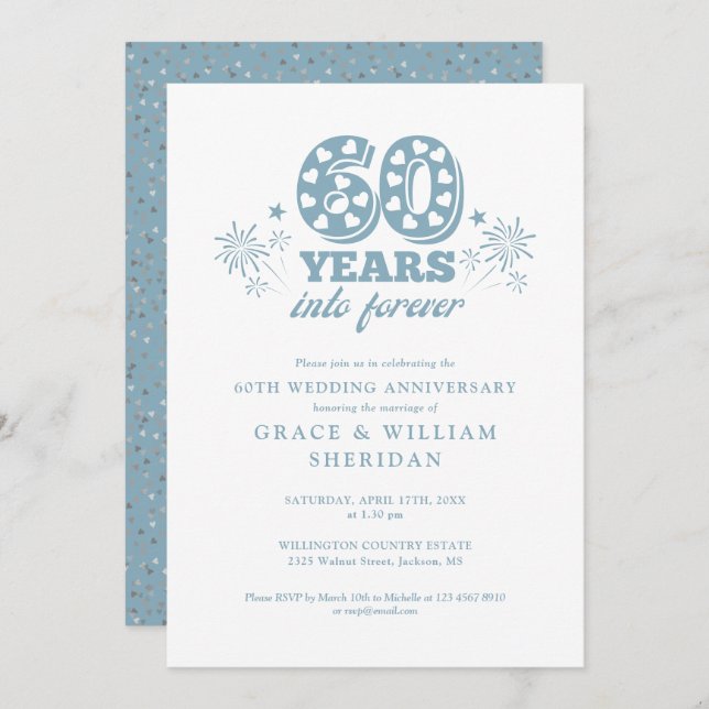 Invitation 60e anniversaire du Mariage pour toujours (Devant / Derrière)