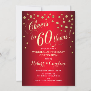 Invitation 60e anniversaire du Mariage - Rouge & Or