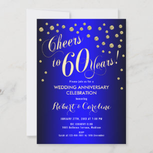 Invitation 60e anniversaire du Mariage - Royal Blue & Gold