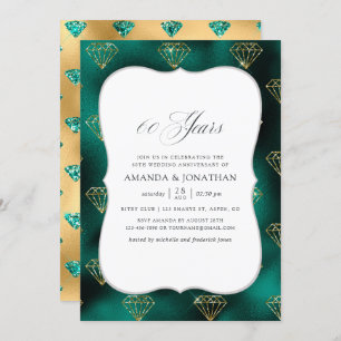Invitation 60e anniversaire du Mariage turquoise et Gold