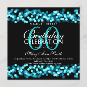 Invitation 60e Anniversaire du Turquoise Hollywood Glam