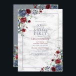 Invitation 60e anniversaire Dusty Blue Bourgogne or Floral<br><div class="desc">Célébrez votre 60e anniversaire en style avec cette magnifique invitation à la florale d'or Dusty Blue Burgundy 60e anniversaire! Dotée d'élégantes aquarelles bleu poussiéreux, de marsala bordeaux et d'une végétation botanique et d'un cadre bleu poussiéreux contre un arrière - plan en marbre imitation carrera unique, cette invitation éblouira vos invités....</div>