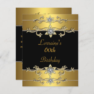 Invitation 60e anniversaire Elégant Black Gold