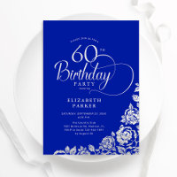 60e anniversaire Elégant Royal Blue Roses d'argent