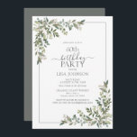 Invitation 60e anniversaire Eucalyptus Sage Green Botanical<br><div class="desc">Célébrez votre 60e anniversaire avec style avec cette magnifique Invitation botanique verte Eucalyptus Sage 60e anniversaire! Doté d'élégants éléments de verdure botanique d'eucalyptus vert sauge, cette invitation éblouira vos invités. De plus, vous pouvez personnaliser les détails de la fête à l'aide de calligraphie à la main moderne sur le devant...</div>